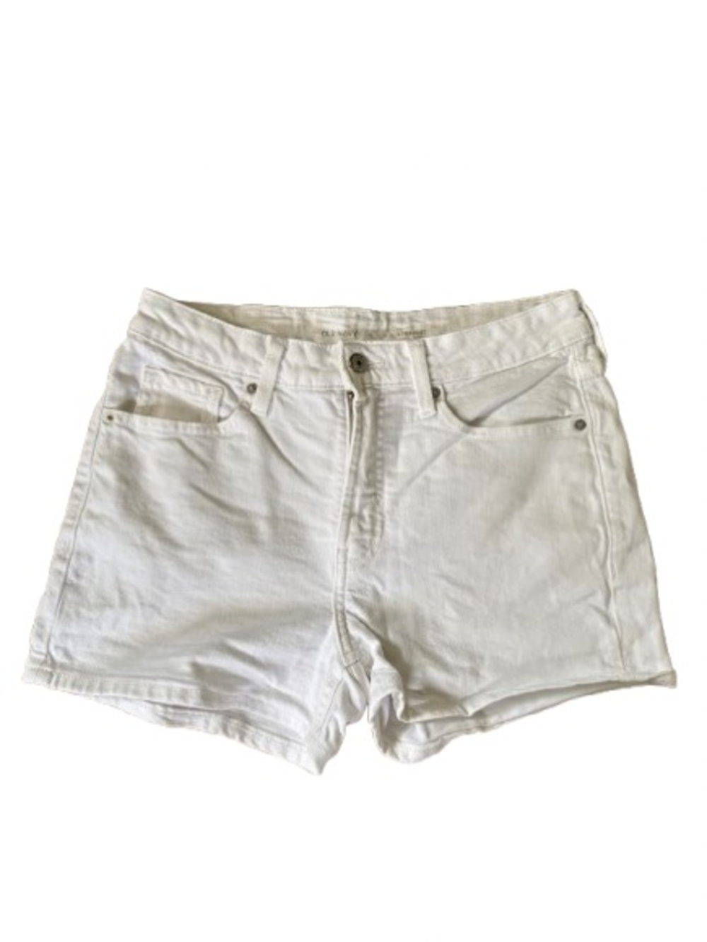 White High-Rise Denim Shorts